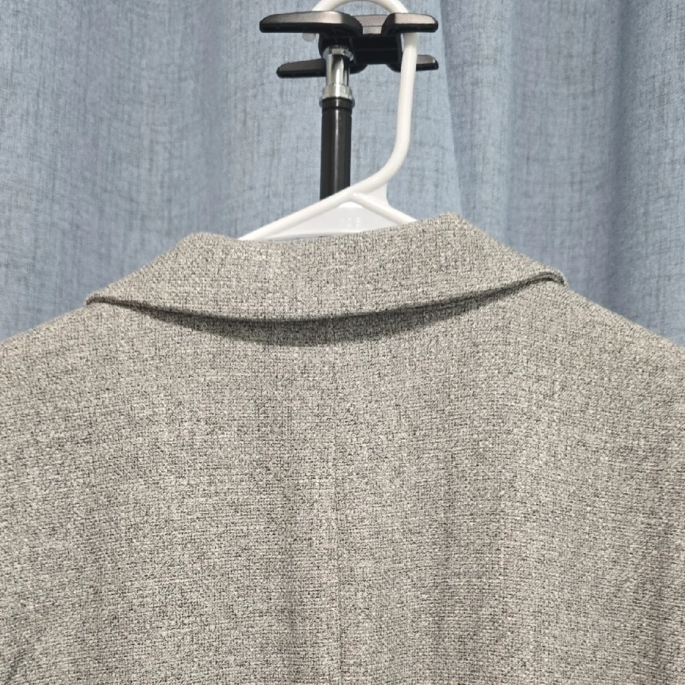 H&M Light Gray Women's Textured Blazer 3/4 Scrunched Sleeves Size Large - Picture 9 of 9